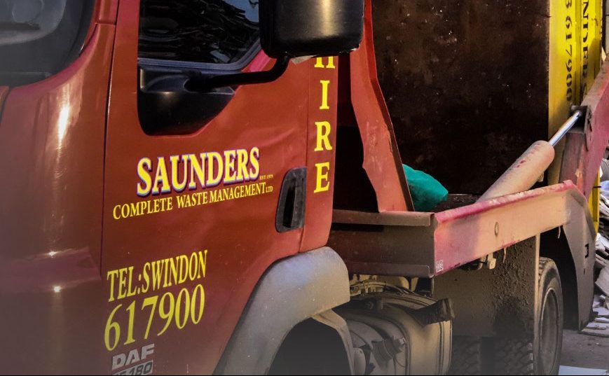 Saunders Complete Waste Management vehicle unloading skip